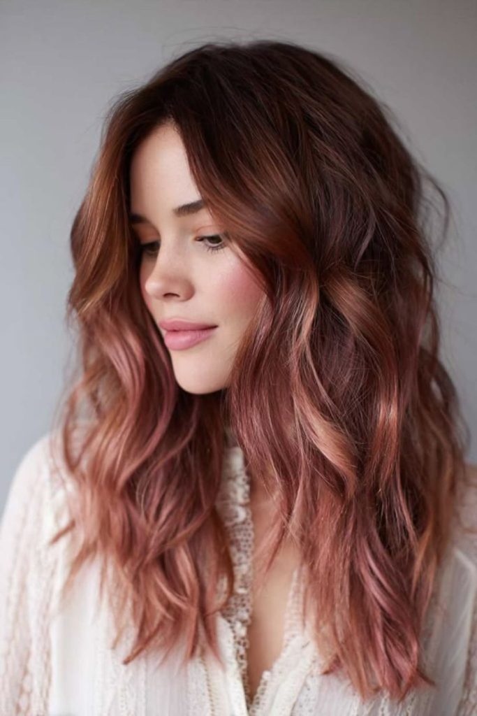 Rose gold cherry with vibrant waves.