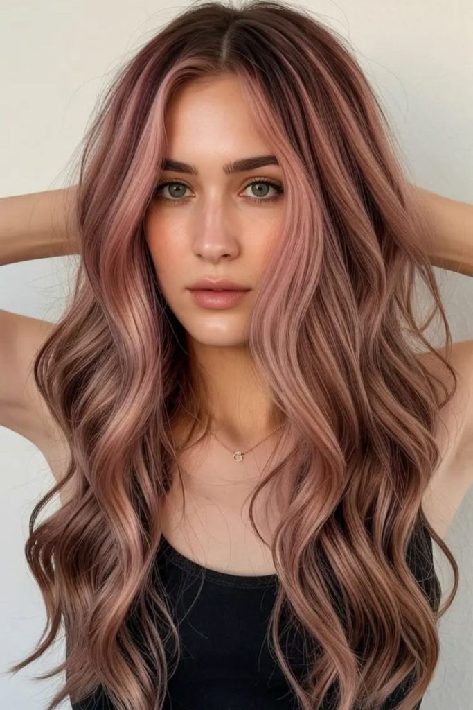 Rose gold cinnamon swirl hairstyle.