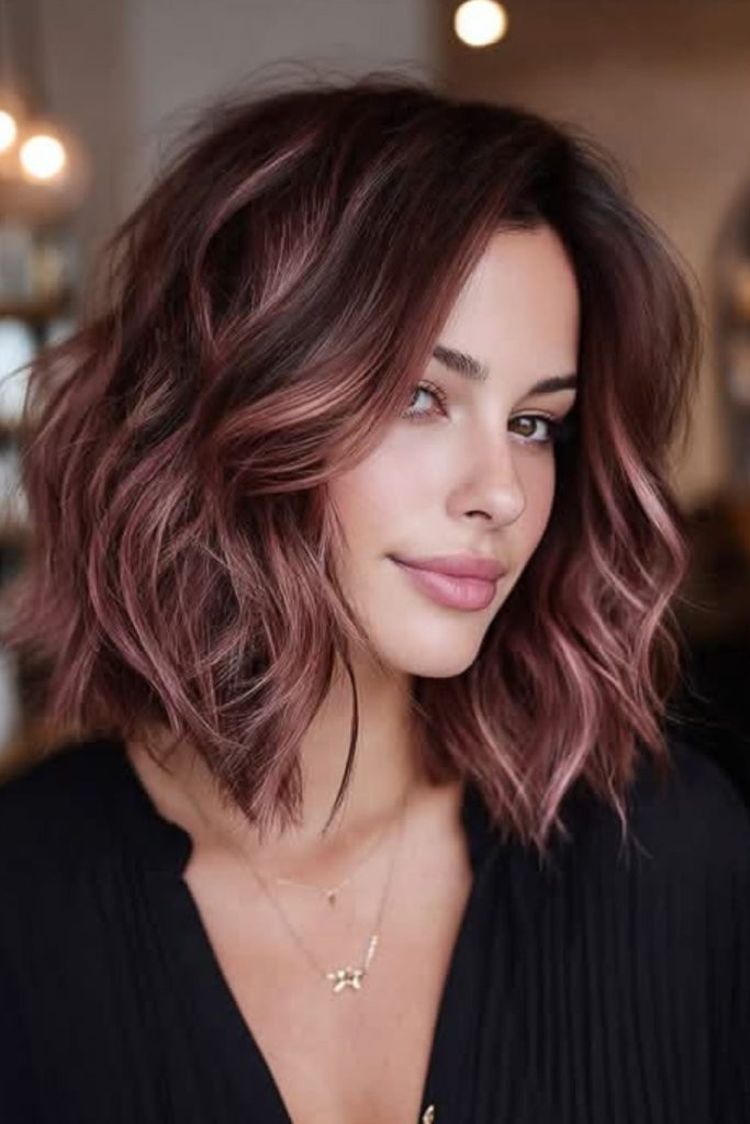 Rose gold mocha with brunette depth.