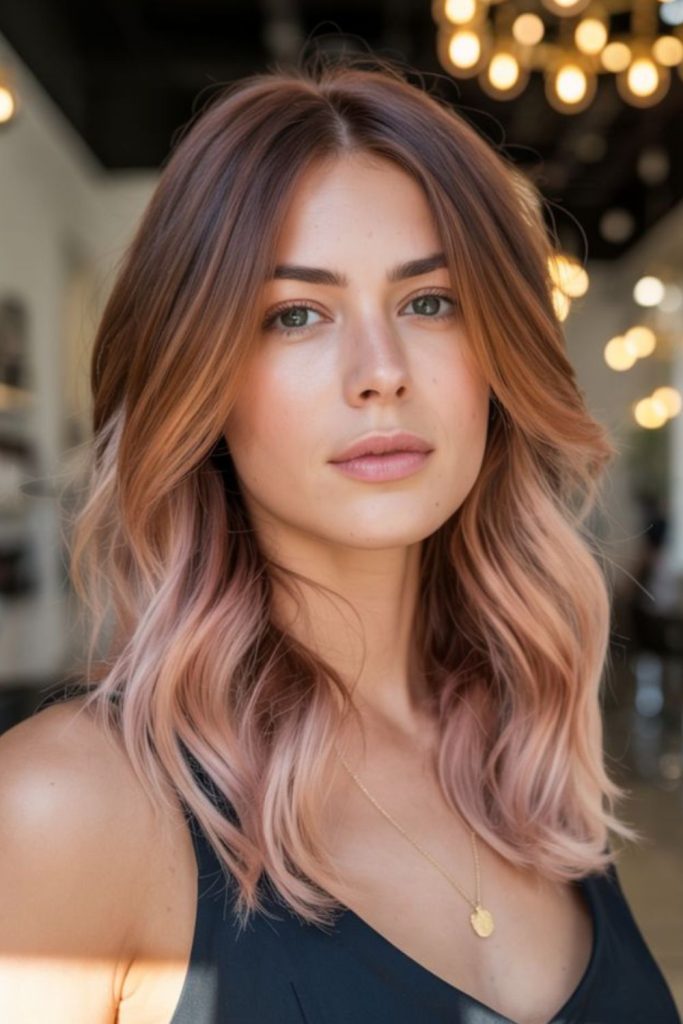 Rose gold ombre with luminous ends.