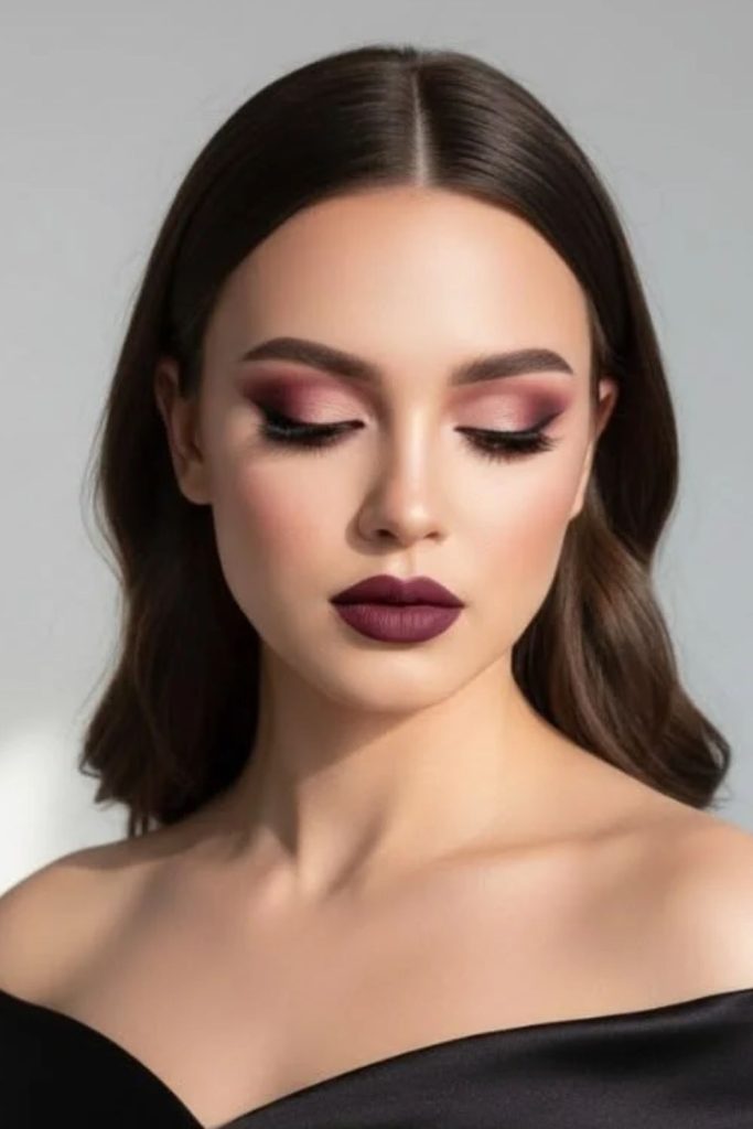 Rose noir smoky siren eye makeup.