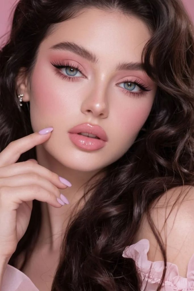 Rosy doe blush eye makeup.