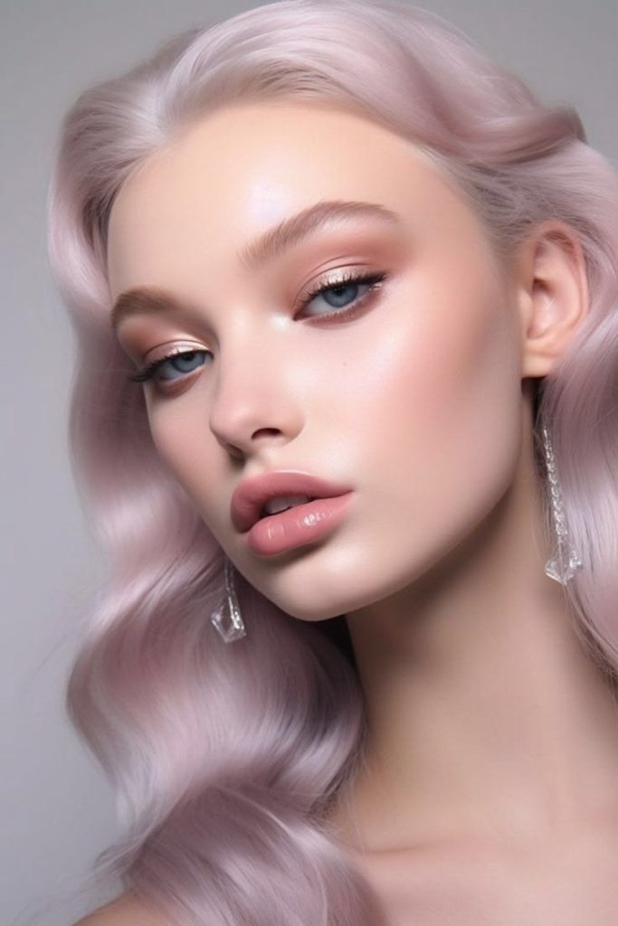 Rosy ice queen makeup look.