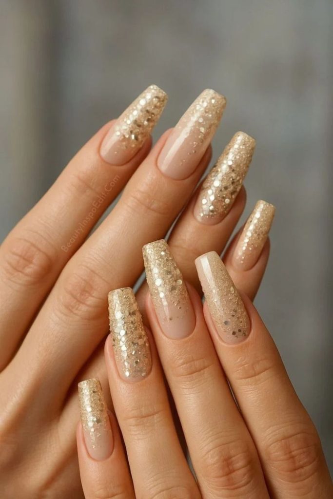 Royal champagne radiant gold nails