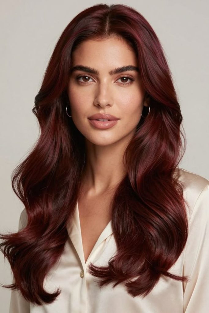 Royal mahogany waves with rich dimension.