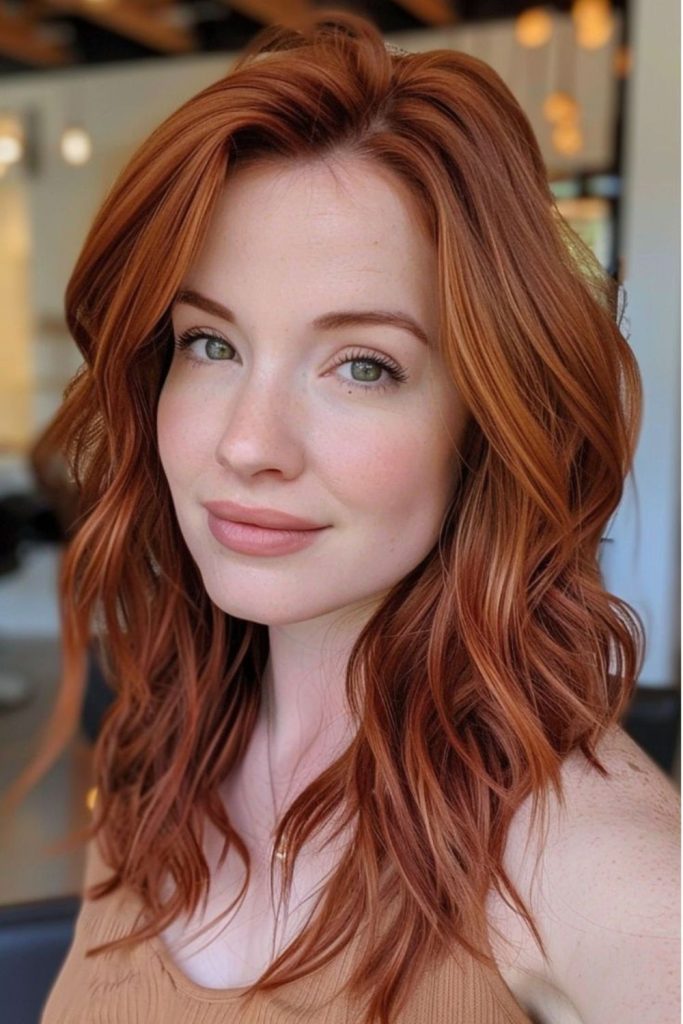 Smoky pumpkin copper hair color