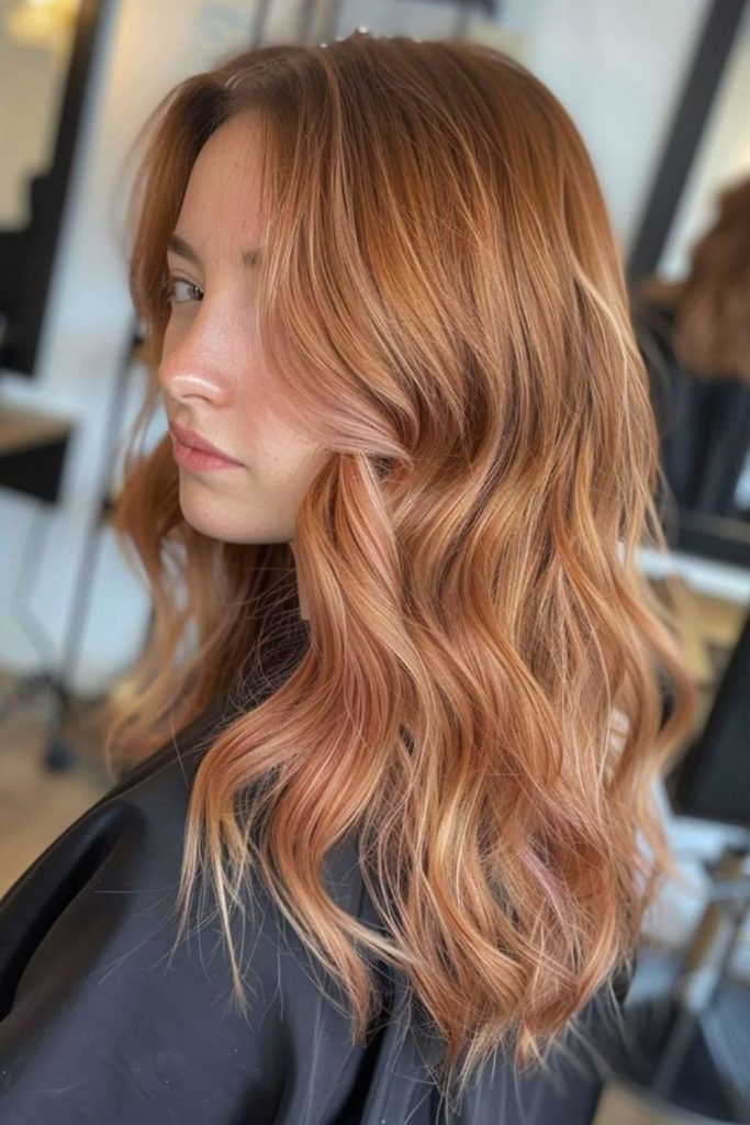 Soft pumpkin peach hair color