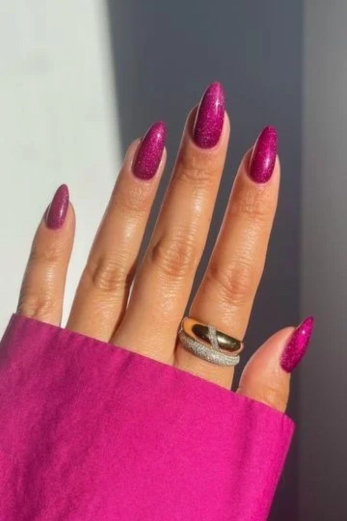 Glossy glazed sugar plum manicure.