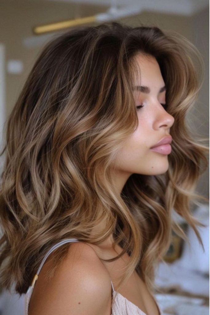 Toasted almond bronde hair with blonde accents.
