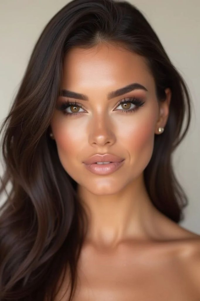 Toffee latte makeup glam look.