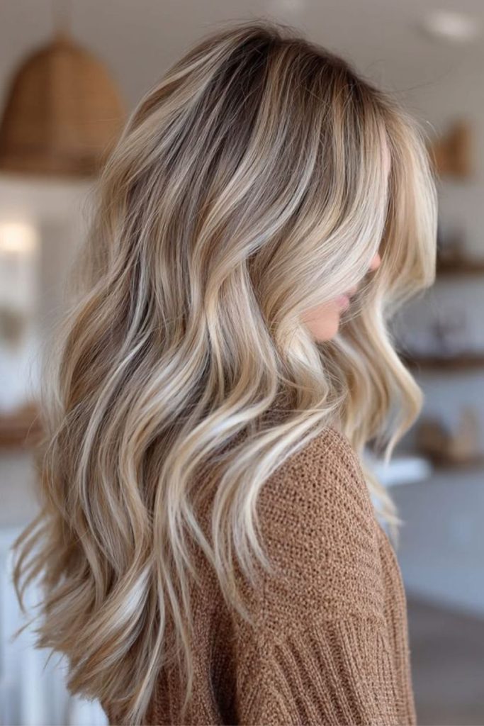 Vanilla bronde hair with creamy highlights.
