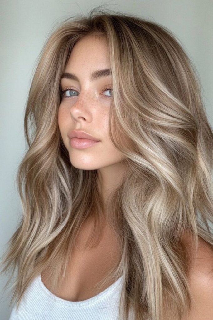 Vanilla chai hair with creamy highlights.