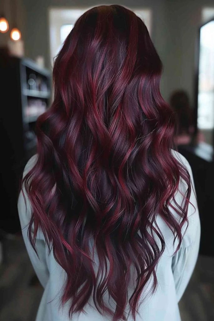 Velvet black cherry wavy hair