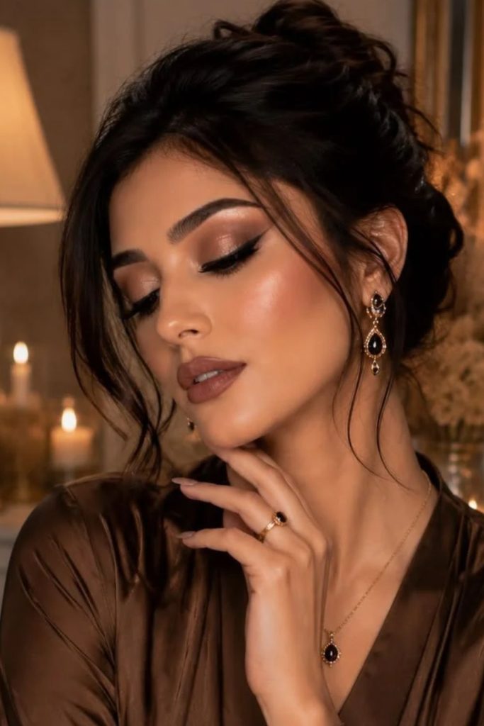 Velvet cocoa glamorous makeup look