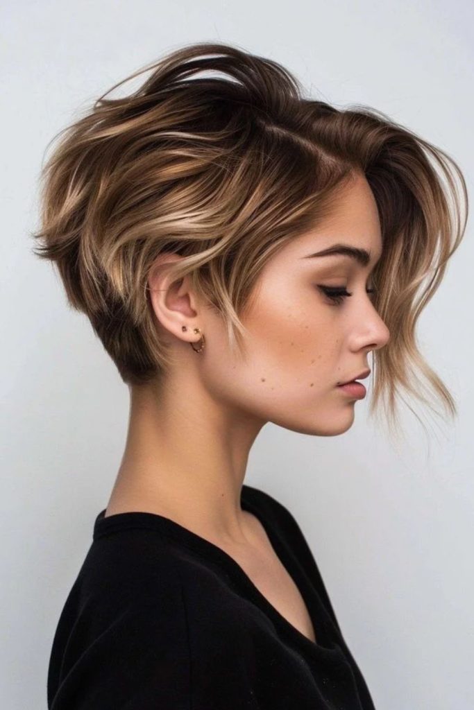 Velvet pixie bob haircut for women.