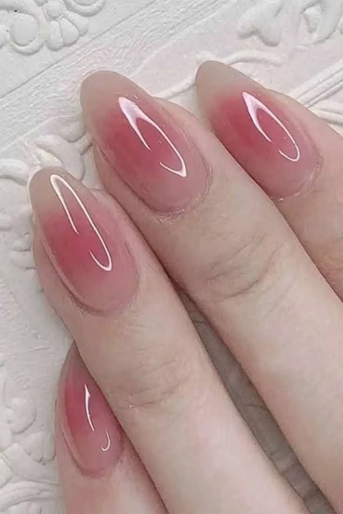 Romantic watercolor rose jelly nails.