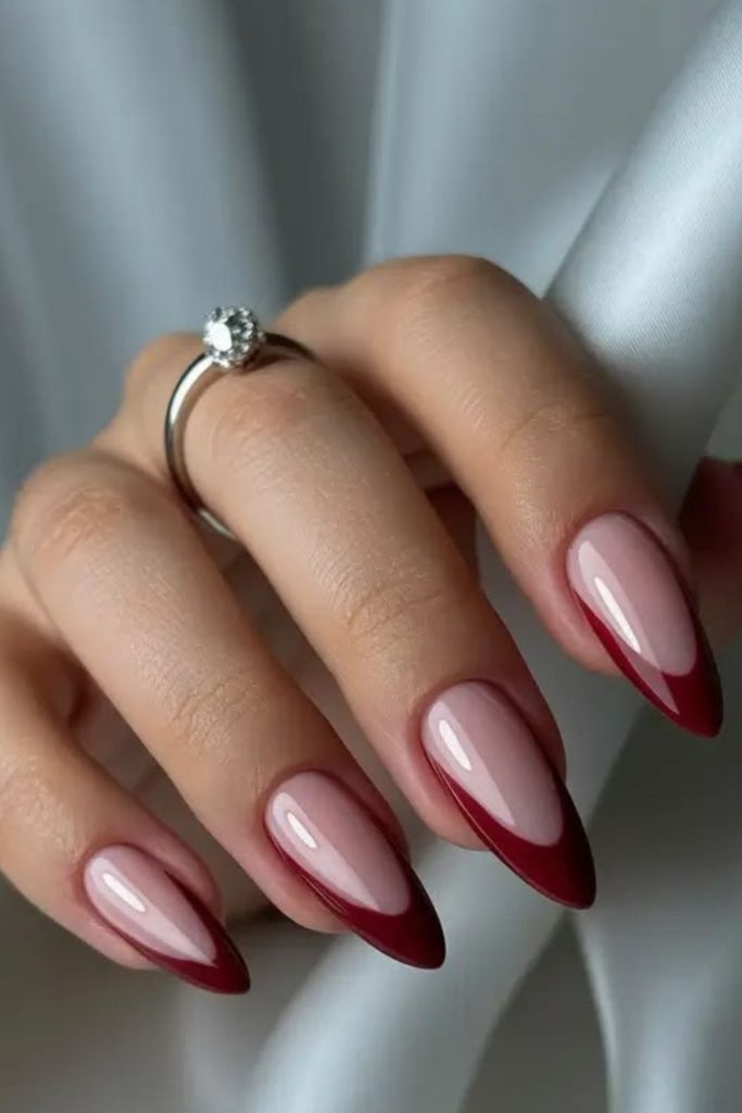 Burgundy French tips with nude