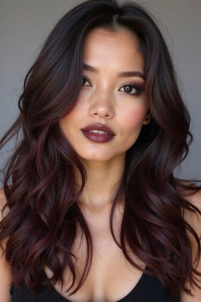 Wine stained black cherry hair