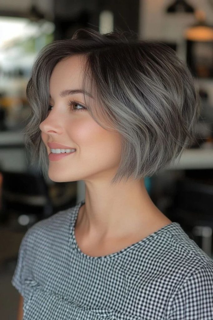 Wispy black silver pixie bob.