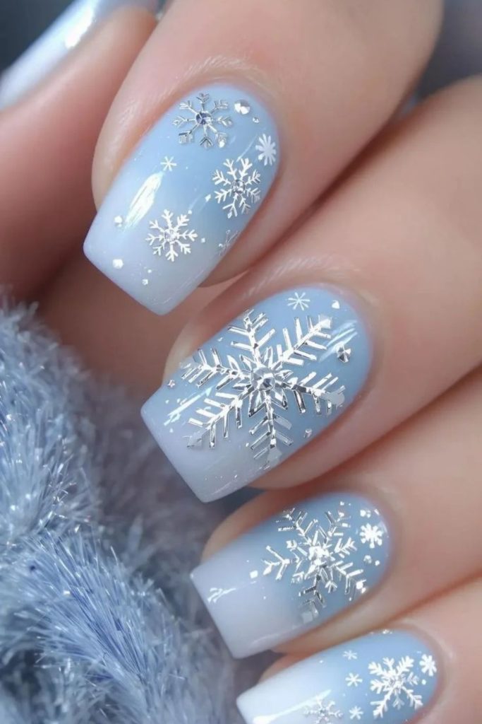 Alpine frost ski nails with snowflakes.
