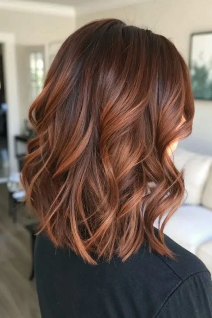 Autumn chestnut brown ribbon highlights