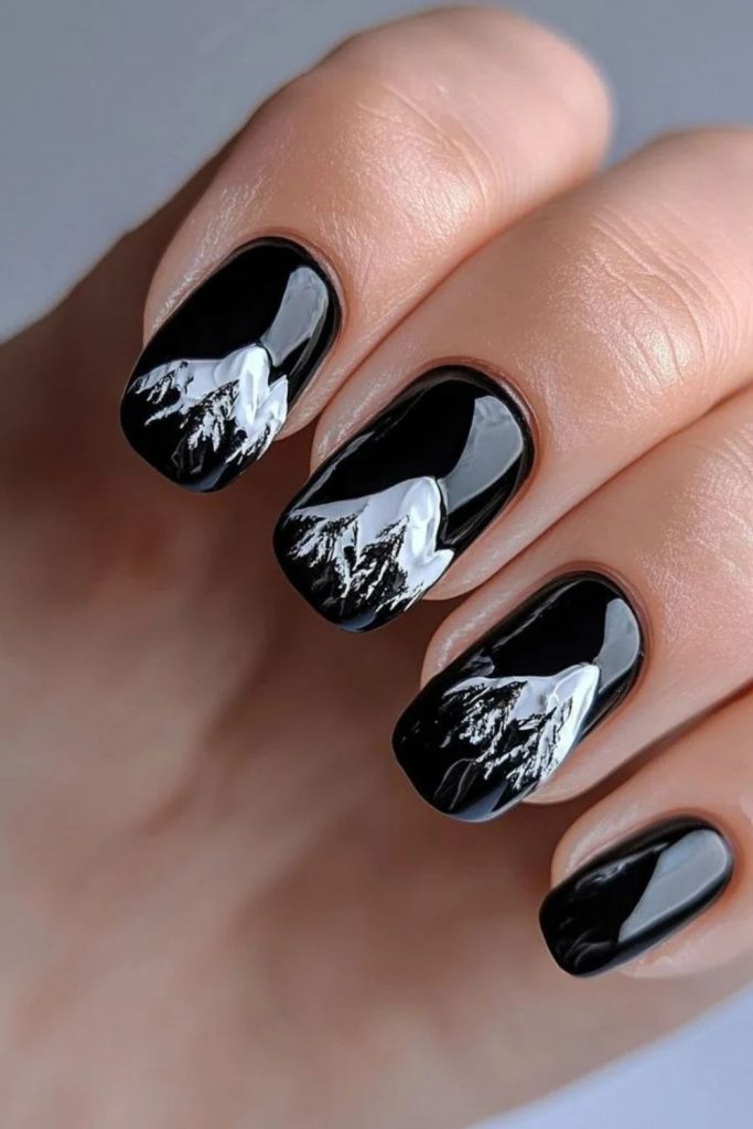 Edgy black diamond alpine ski nails.