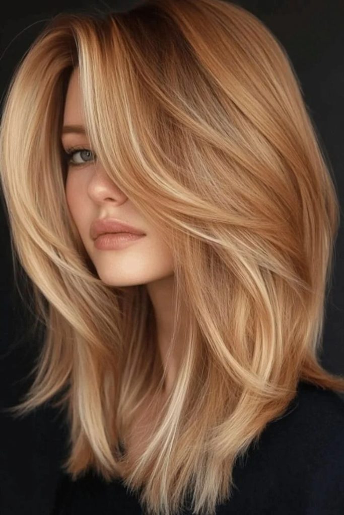 Butterscotch balayage on a long bob.