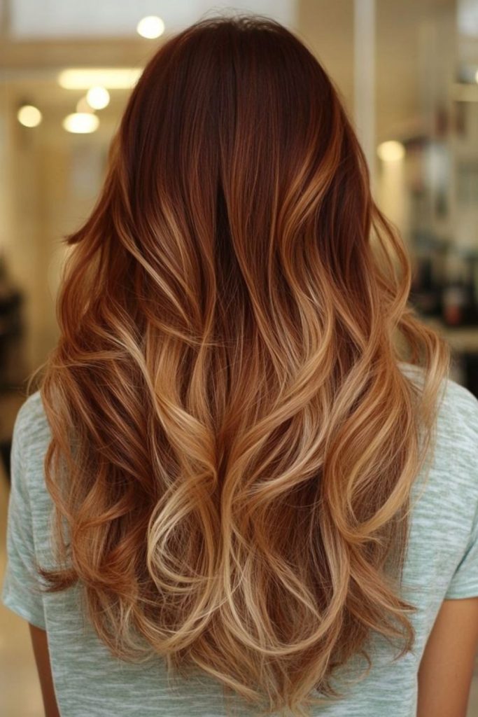 Butterscotch ombre with golden blonde ends.