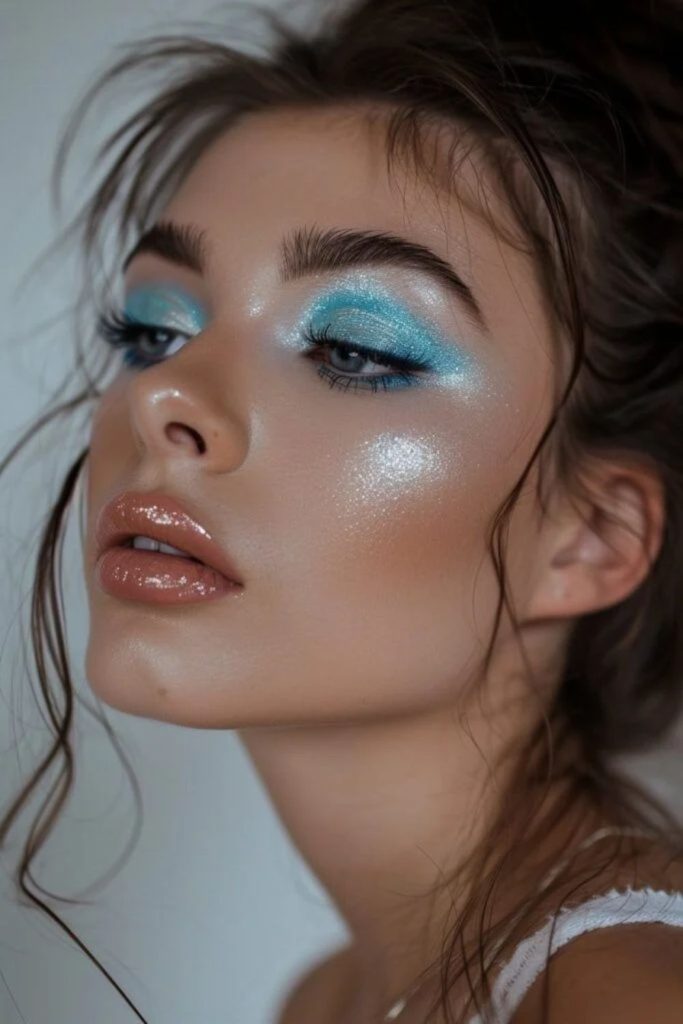 Celestial Blue Halo shimmering blue eye makeup
