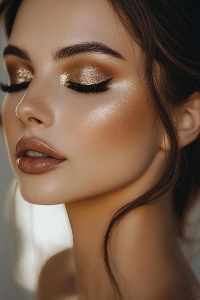 Champagne Firework Glow festive golden makeup