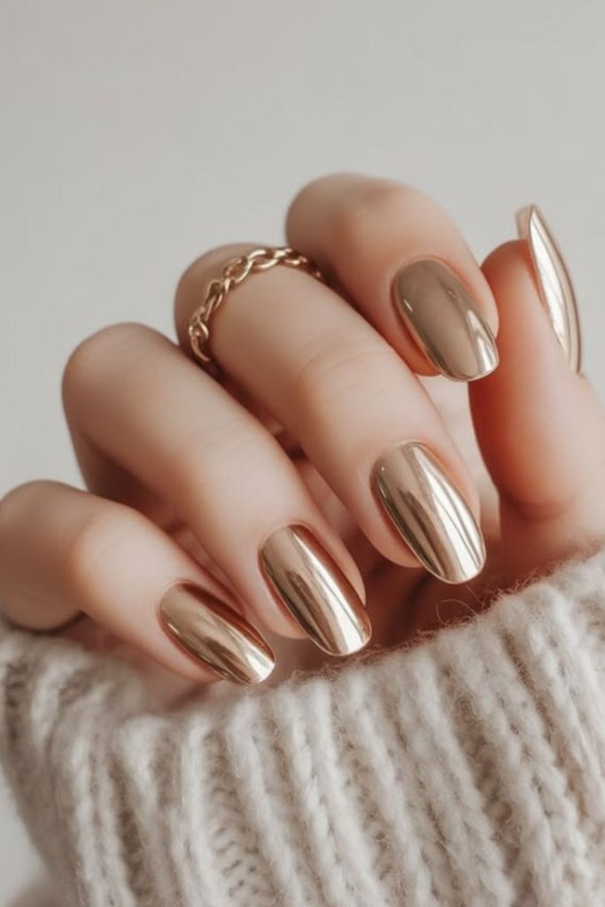 Champagne Matte Nails with Luxurious Velvet Finish.