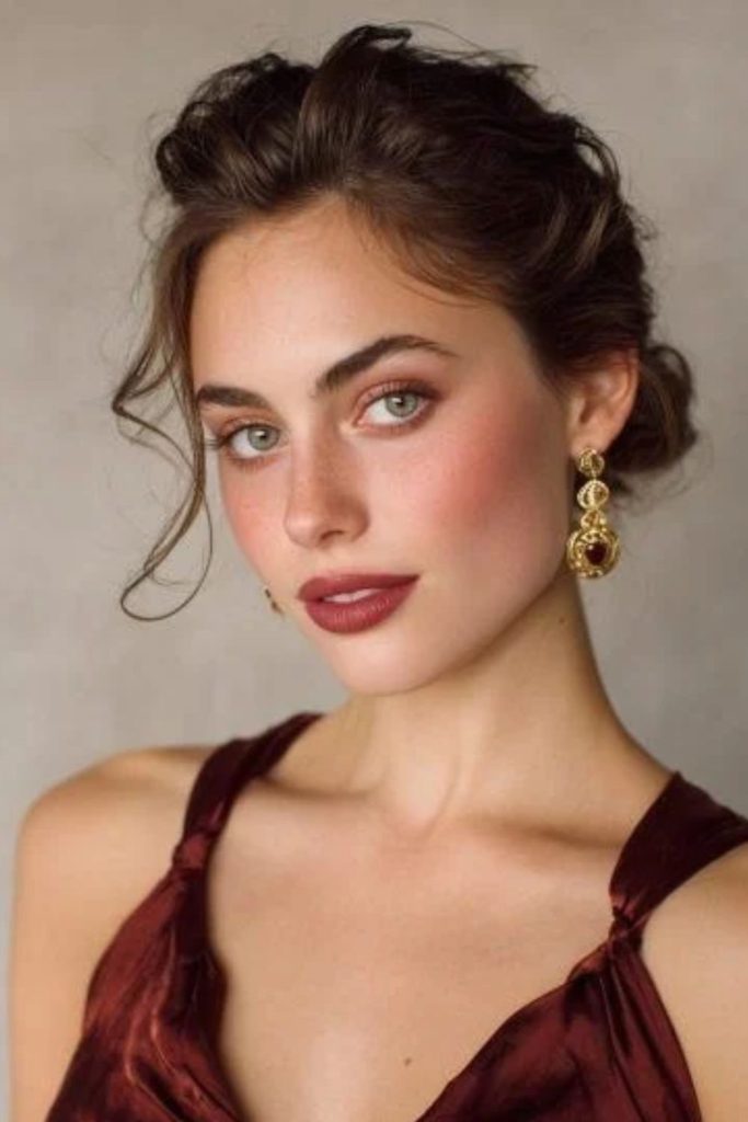 Cherry cola bridal soft glam makeup.