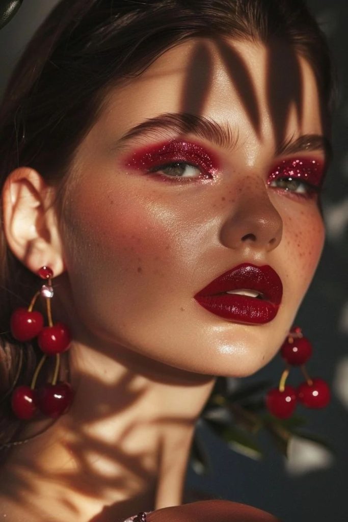Cherry cola glitter glam with sparkle.