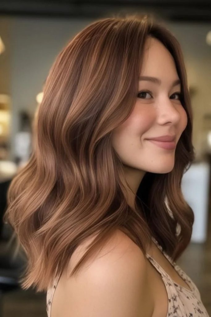 Chestnut cinnamon brown balayage hair