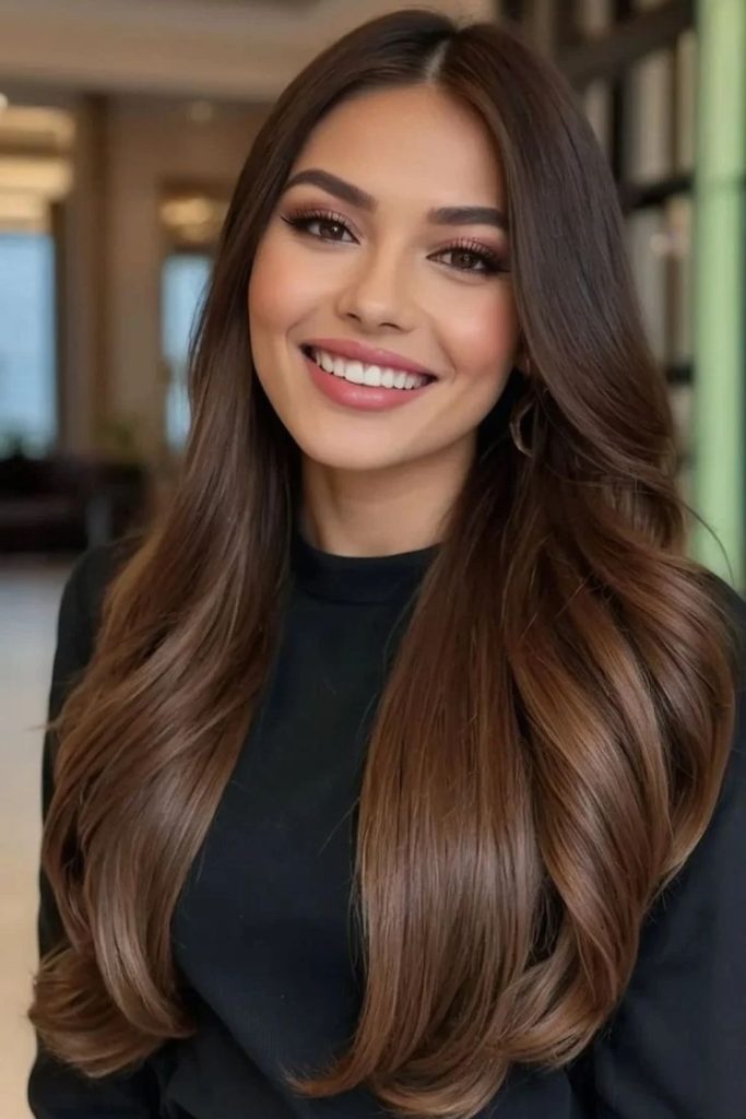 Chestnut brown ombre luxurious waves