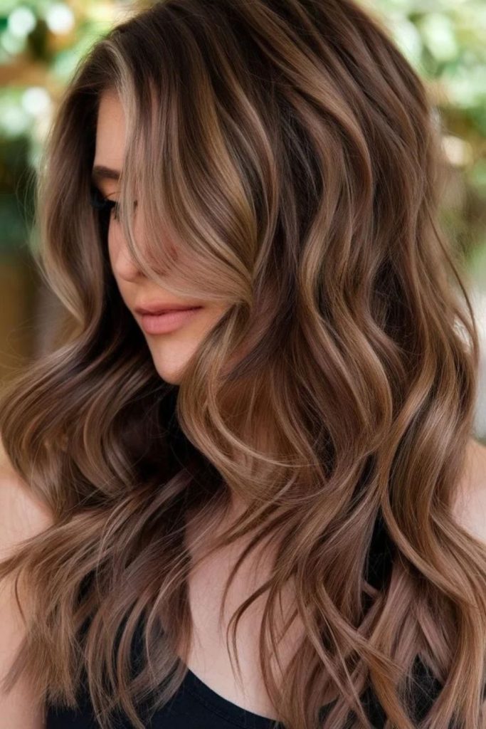 Chestnut toffee shine with amber accents.
