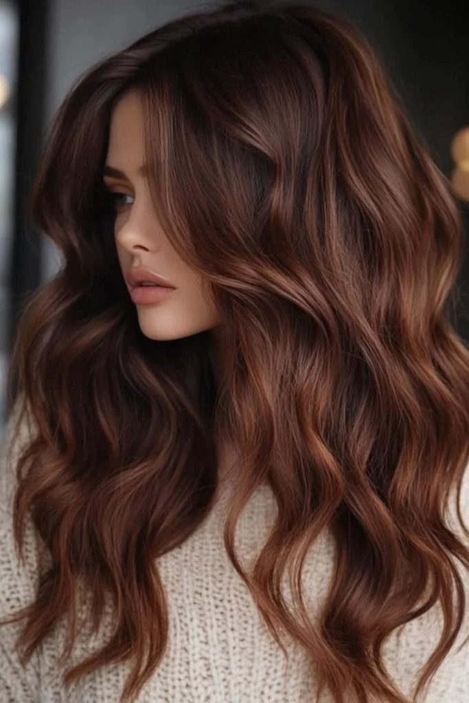 Cinnamon chestnut brown melted highlights