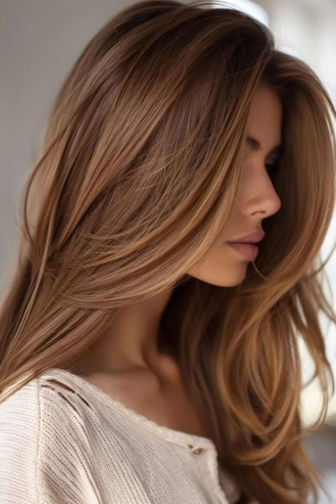 Cinnamon toffee fusion with warm highlights.