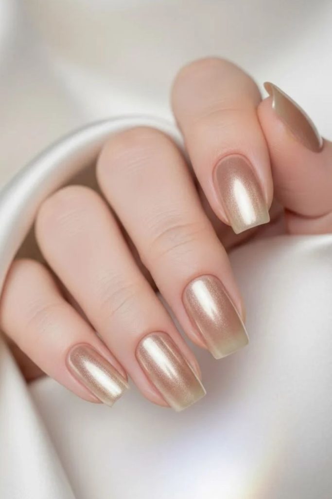 Classic Champagne Gloss Nails in Beige.