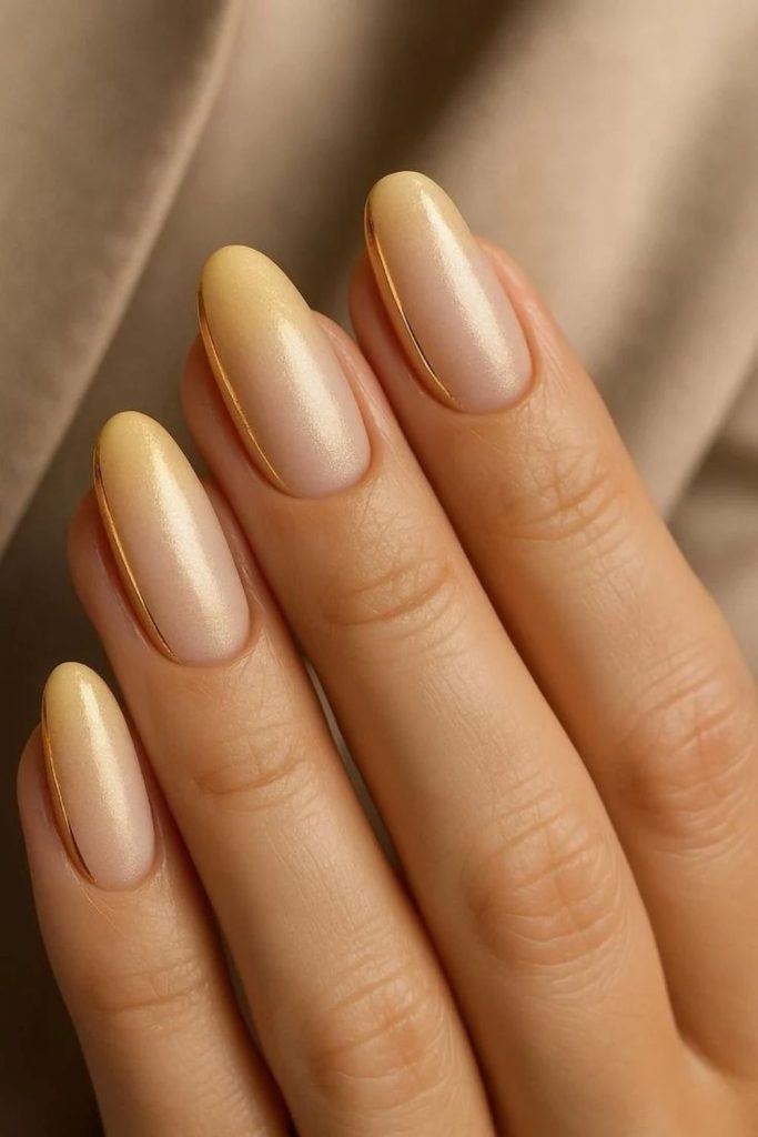 Creamy butter yellow ombre manicure.