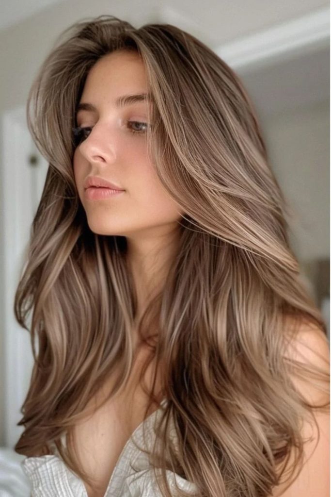 Creamy hazelnut beige hair color inspiration.