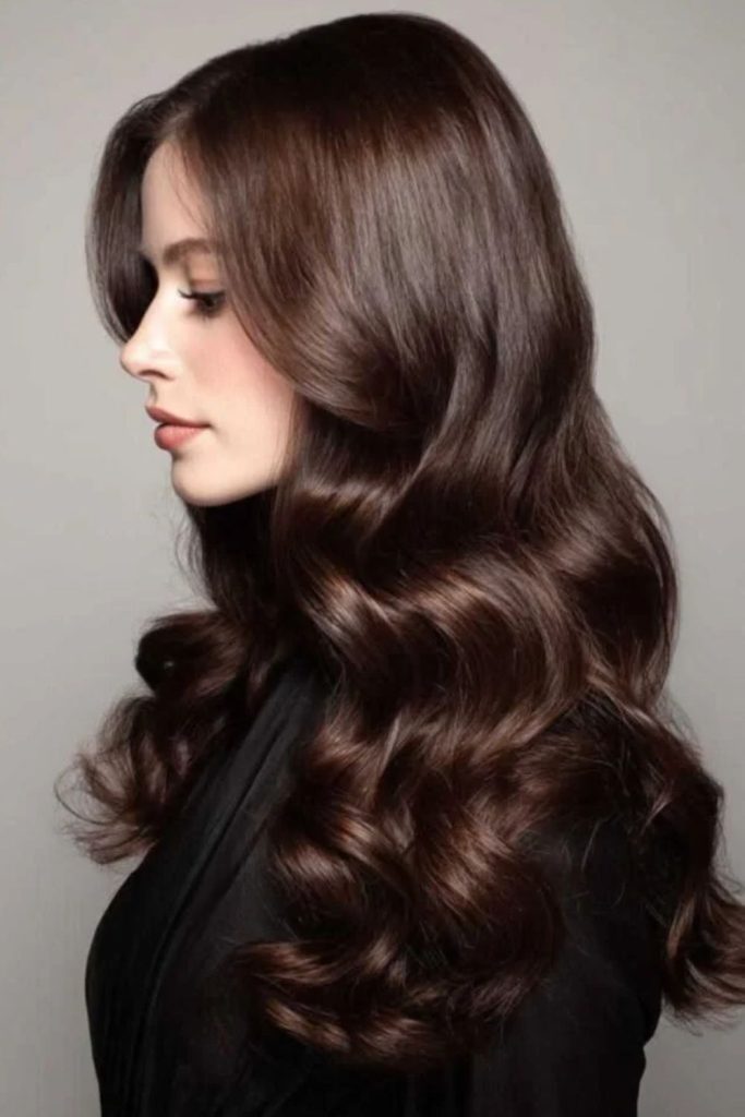 Dark chocolate mocha brown hair color.