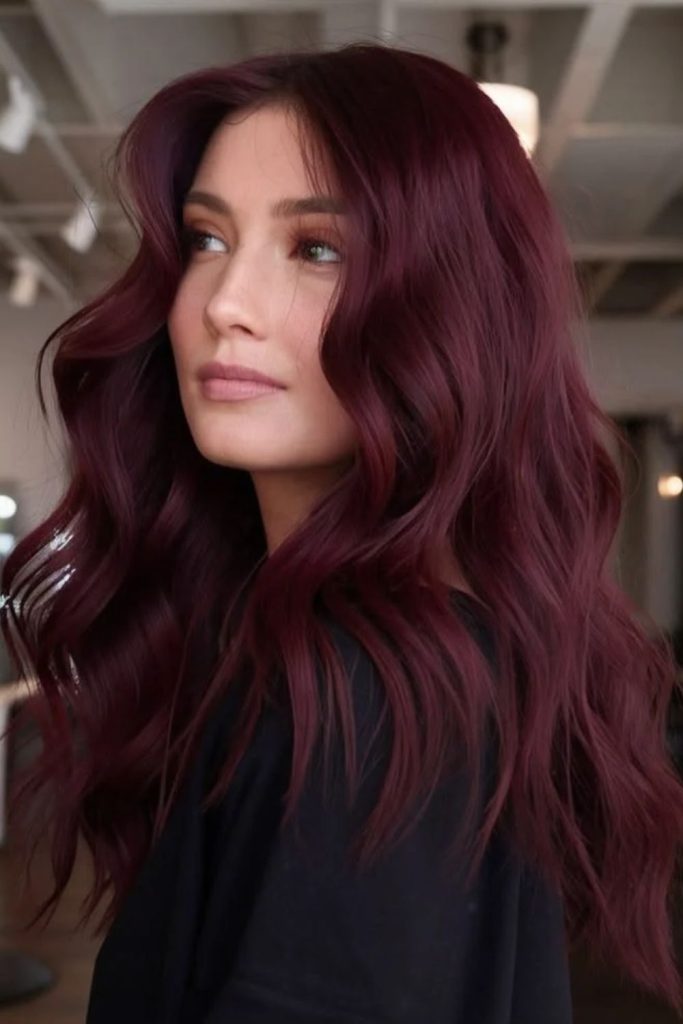 Deep berry mulled wine textured hair.