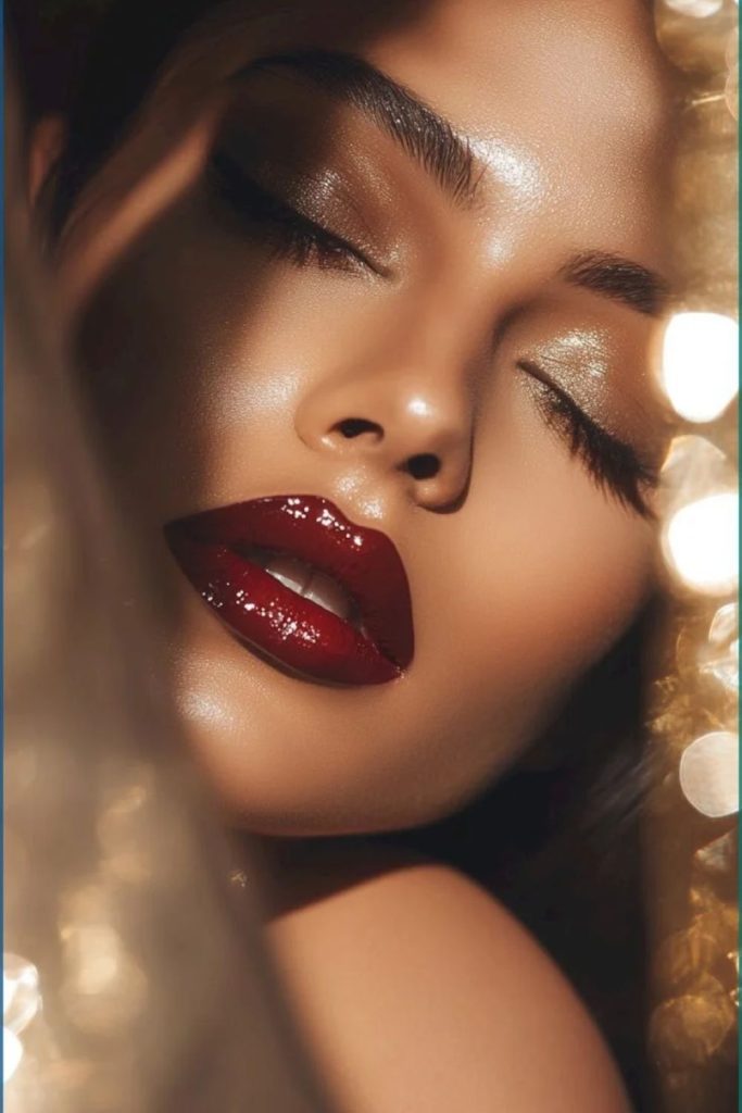 Deep wine ombré lips with dimension.
