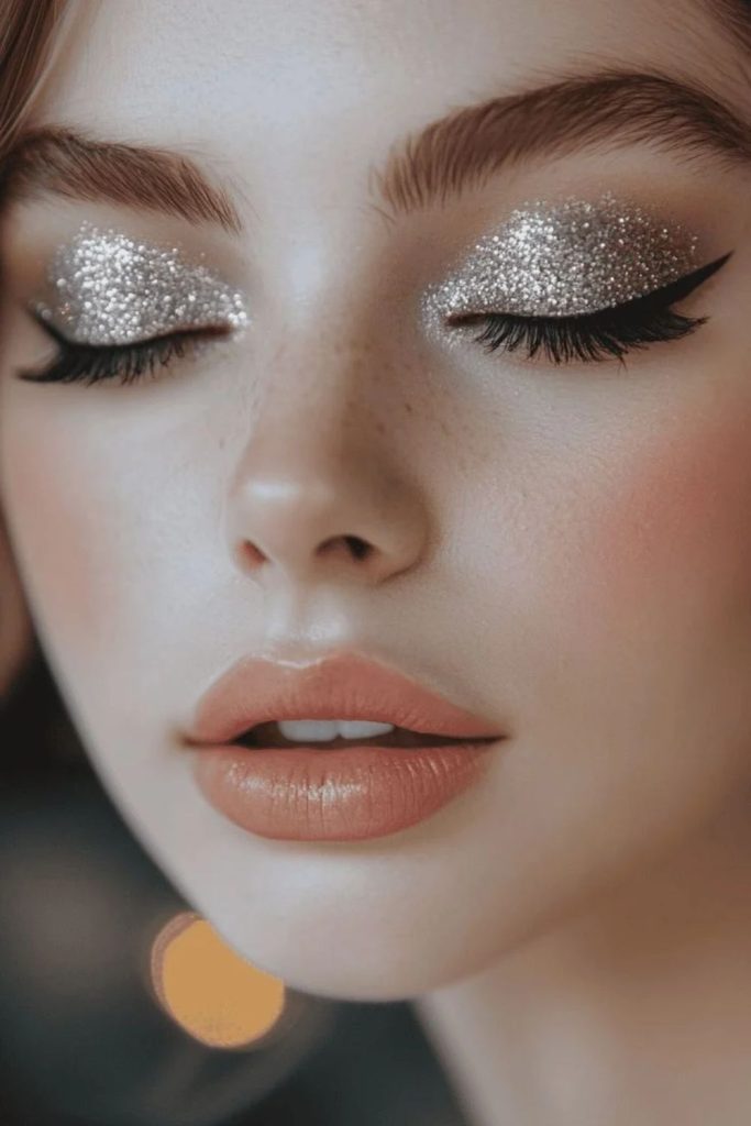Disco Glitter Goddess sparkling silver eye makeup