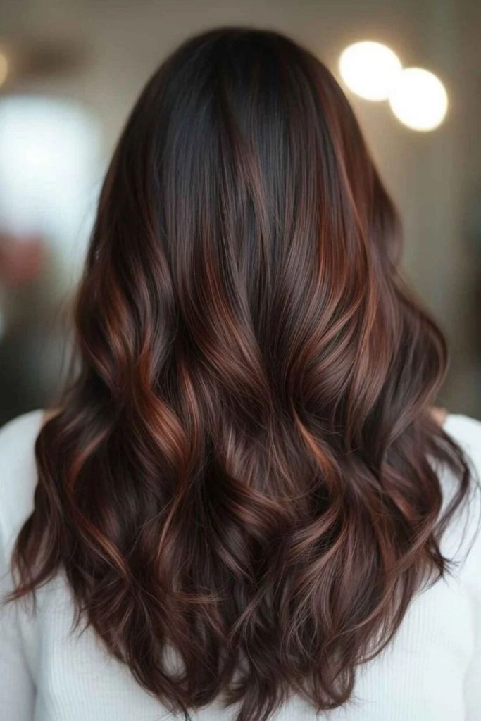 Espresso auburn brunette with subtle warmth.