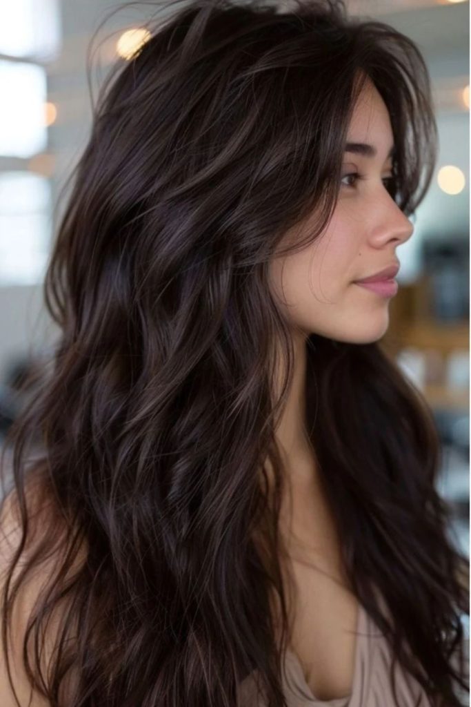 Espresso chocolate brown dimensional brunette hair.
