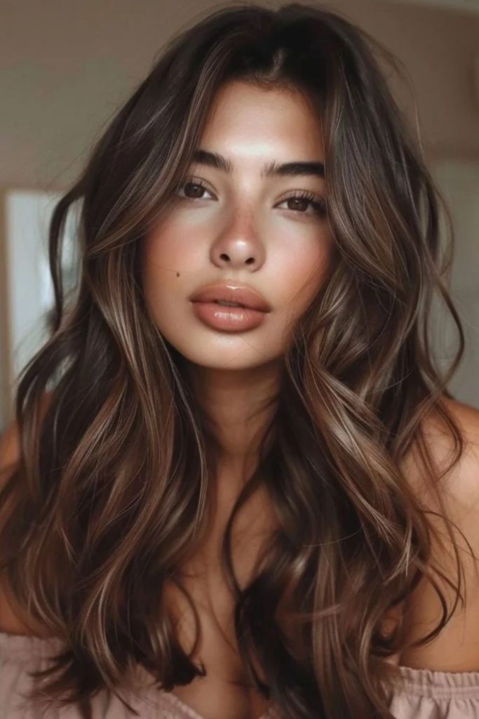Espresso hazelnut swirl with soft waves.