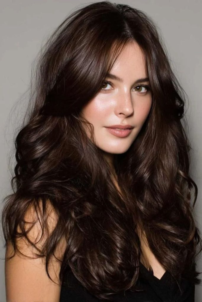 Espresso mocha brown hair with deep tones.
