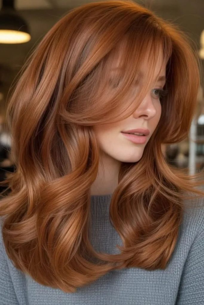 Gingerbread hair with flattering face framing layers.